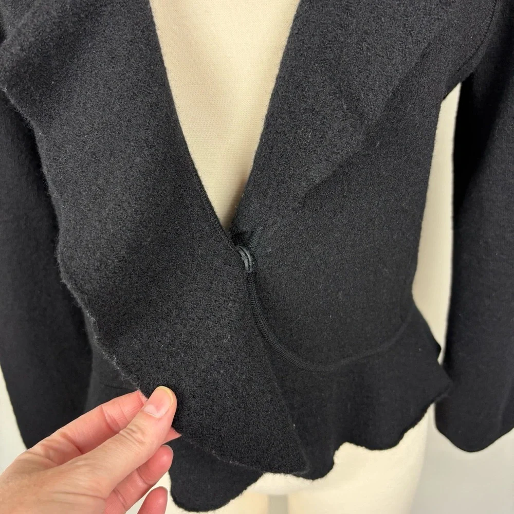 Jones New‎ York Petite Collection Wool Jacket Size M Black Ruffled Work Church
